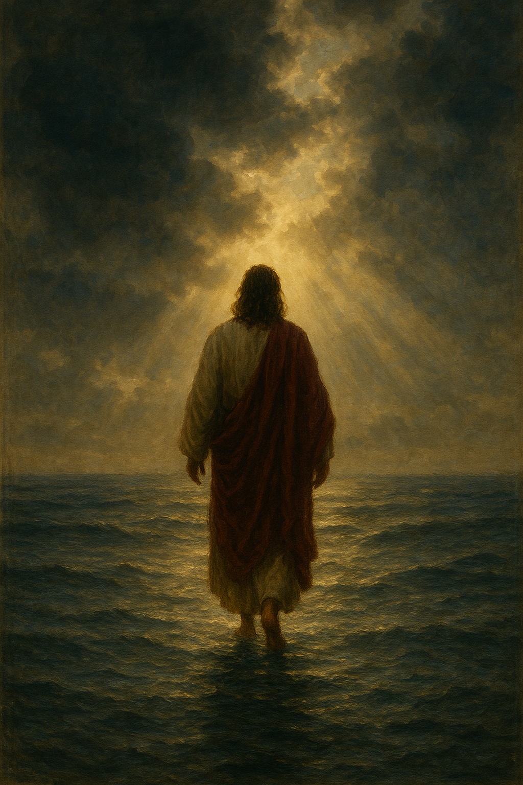 walking on water at dusk